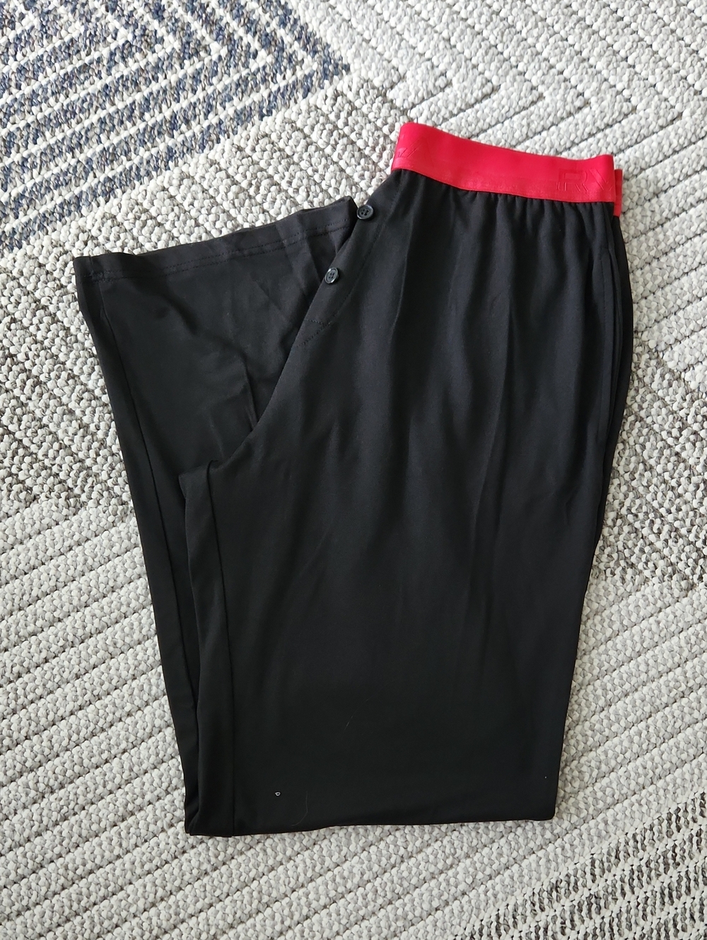 RVCA Black Lounge Pants with Red Elastic Waistband